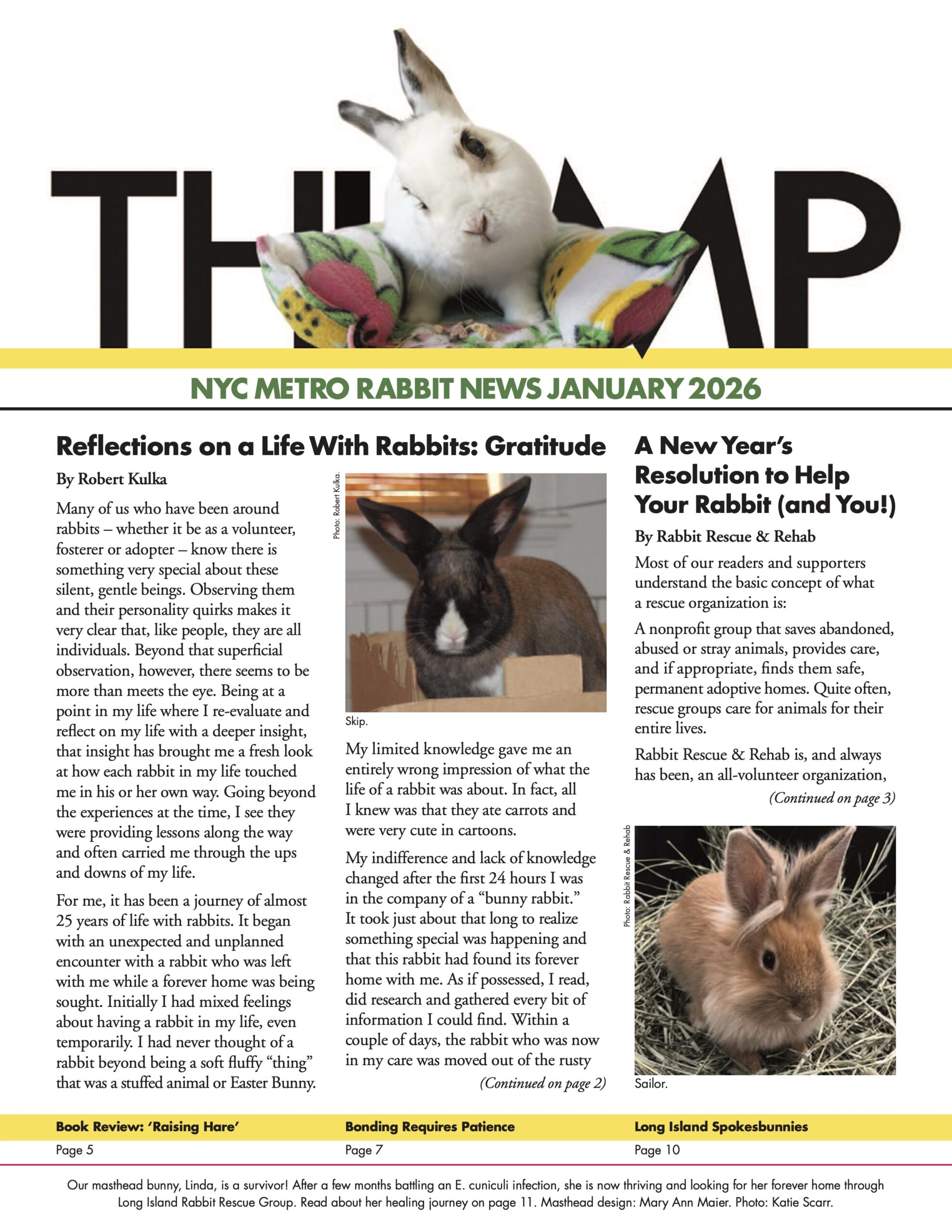 Thump Newsletter - January 2026 - Linda Long Island Rabbit Rescue Group